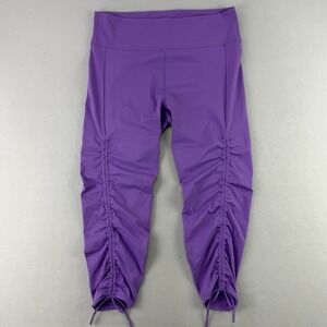 NOVA Sport Leggings Womens 2X Purple Athleisure Ruched Hem Drawstring Yoga Gym
